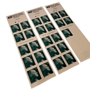25 Vintage 2002 USPS‎ George Washington 23 Cent Stamps Dark Green Teal Strips